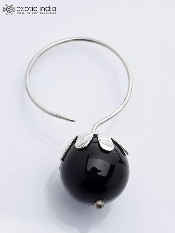 Exotic India Black Onyx Drop Hook Earrings