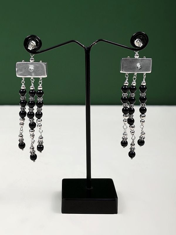 Exotic India Black Onyx Long Chandelier Earring