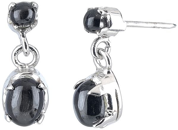 exotic india Black Spinel Sterling Earrings