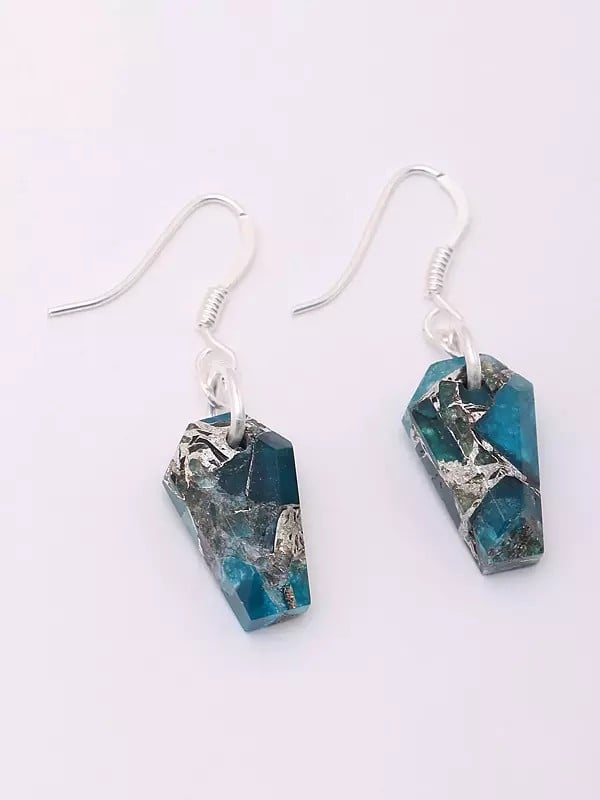 Exotic India Blue Copper Turquoise Hook Earrings 