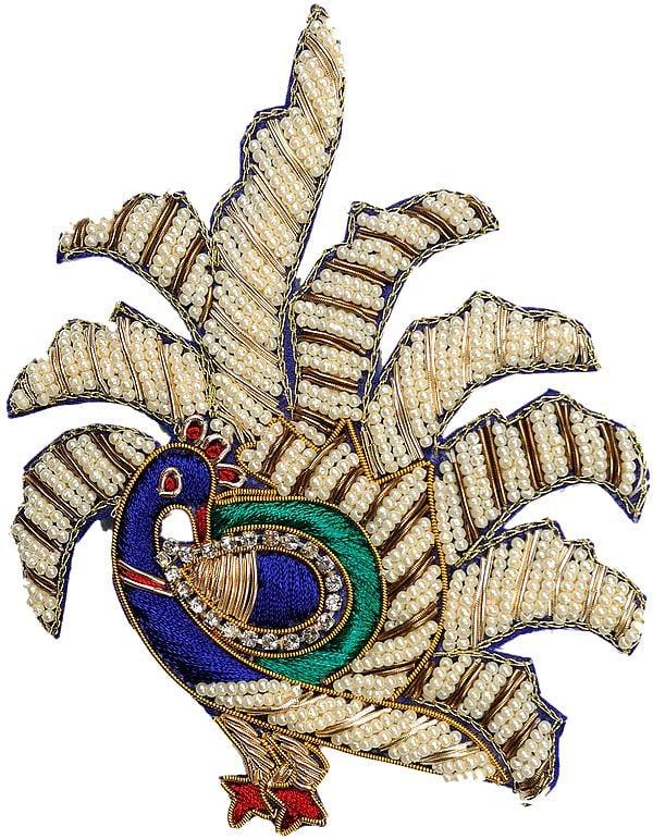 exotic india Blue Pearl Dancing Peacock Patch 