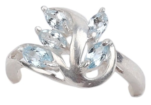 Exotic India Blue Topaz Ring With Sterling Silver 