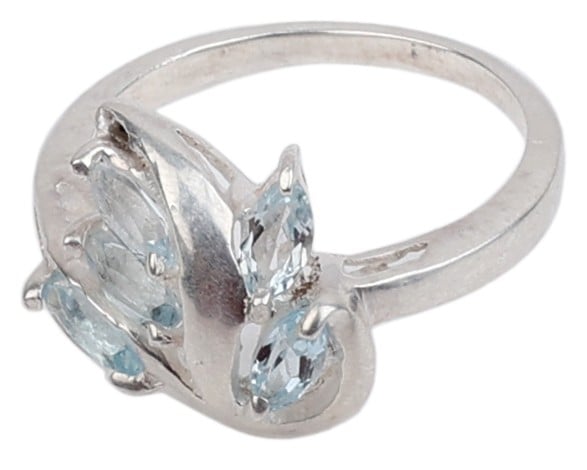exotic india Blue Topaz Ring with Sterling Silver 