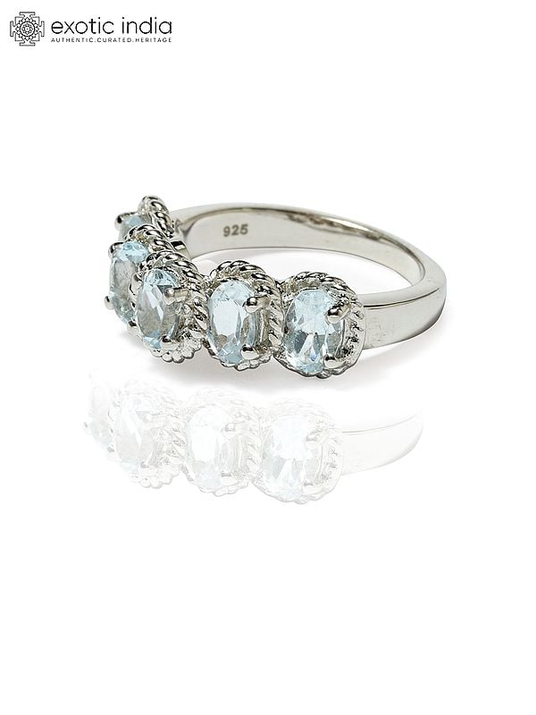 Exotic India Blue Topaz Sterling Silver Ring 