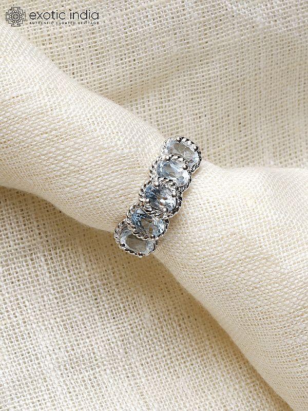 Exotic India Blue Topaz Sterling Silver Ring 