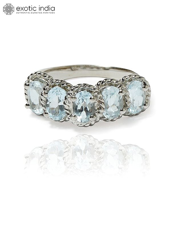 exotic india Blue Topaz Sterling Silver Ring 
