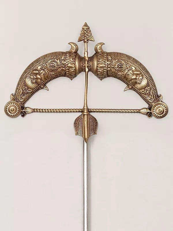 Exotic India Bow And Arrow Carved Brass Lapel Pin 