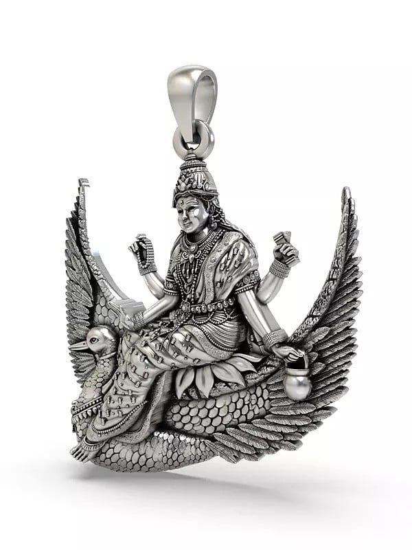 Exotic India Brahmani Maa Sterling Silver Pendant 