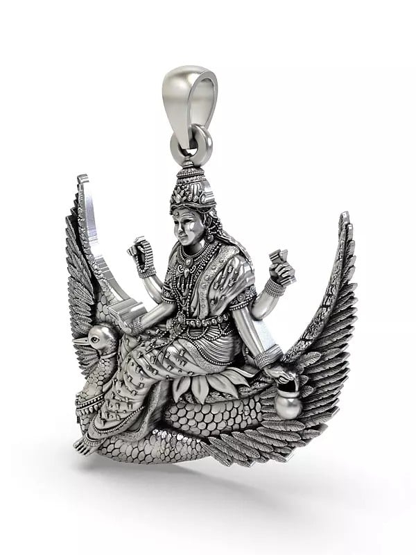Exotic India Brahmani Maa Sterling Silver Pendant 
