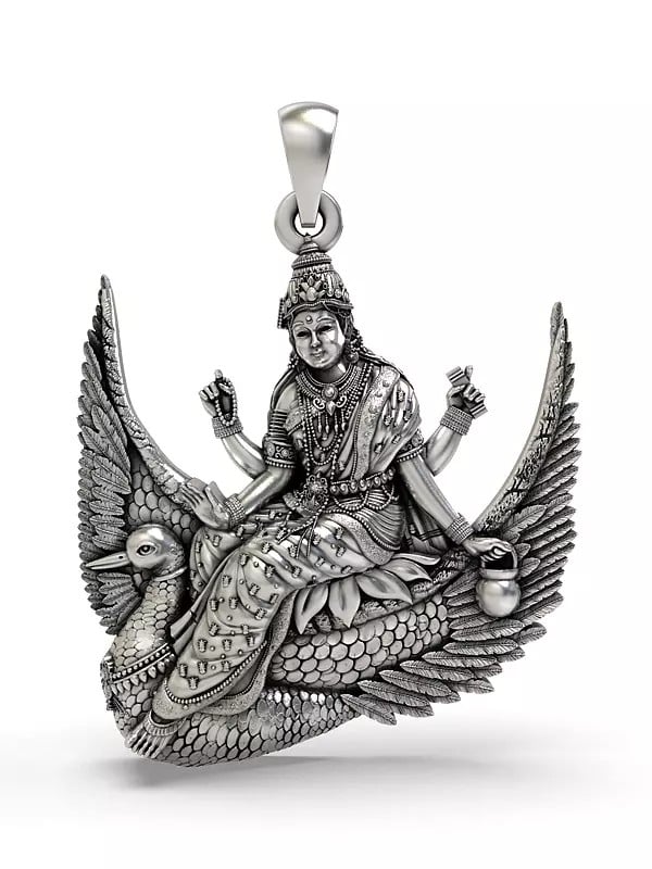 exotic india Brahmani Maa Sterling Silver Pendant 