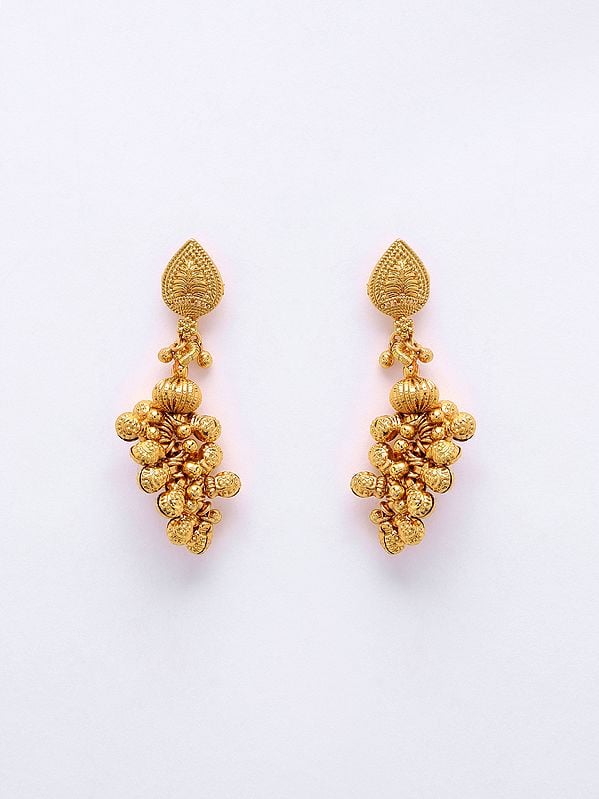 Exotic India Brass Beaded Mala With Earrings Set 