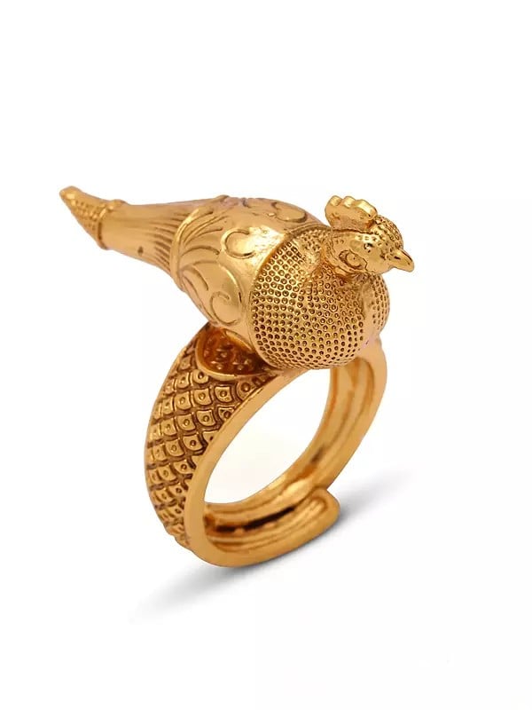 Exotic India Brass Peacock Figurine Ring 