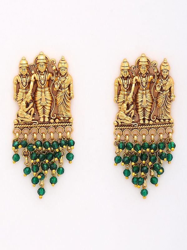 Exotic India Brass Ram Darbar Chandbali Earrings