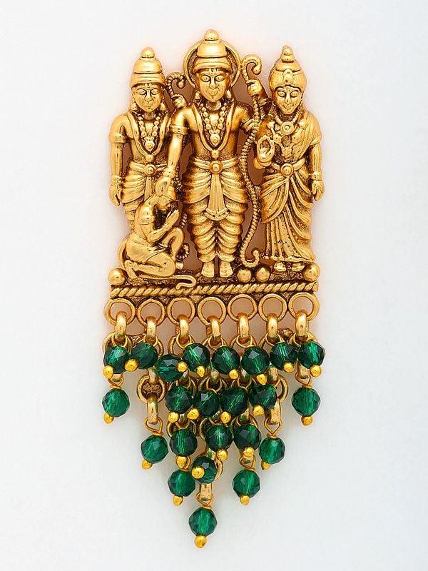 Exotic India Brass Ram Darbar Chandbali Earrings