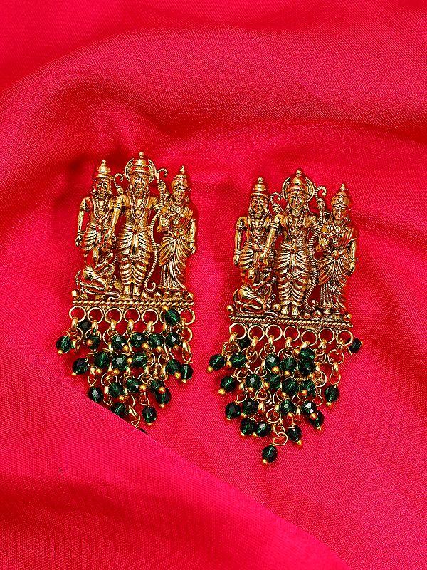 Exotic India Brass Ram Darbar Chandbali Earrings