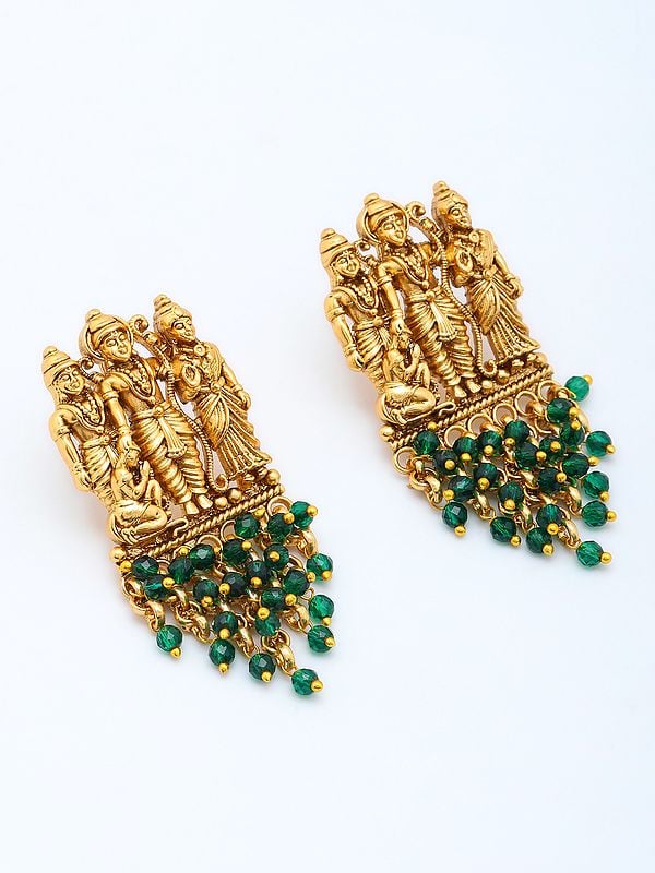 exotic india Brass Ram Darbar Chandbali Earrings
