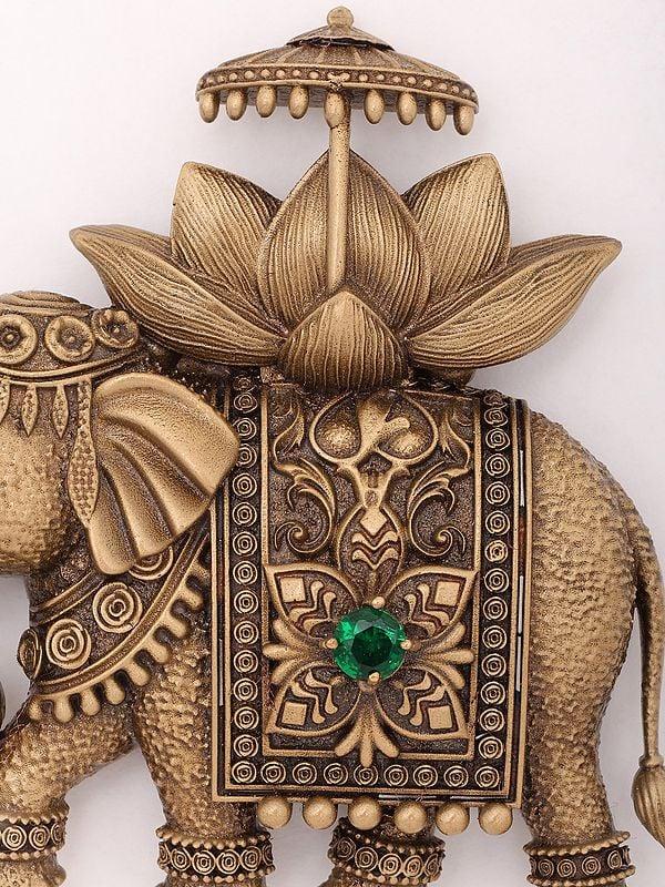 Exotic India Brass Royal Elephant Brooch 