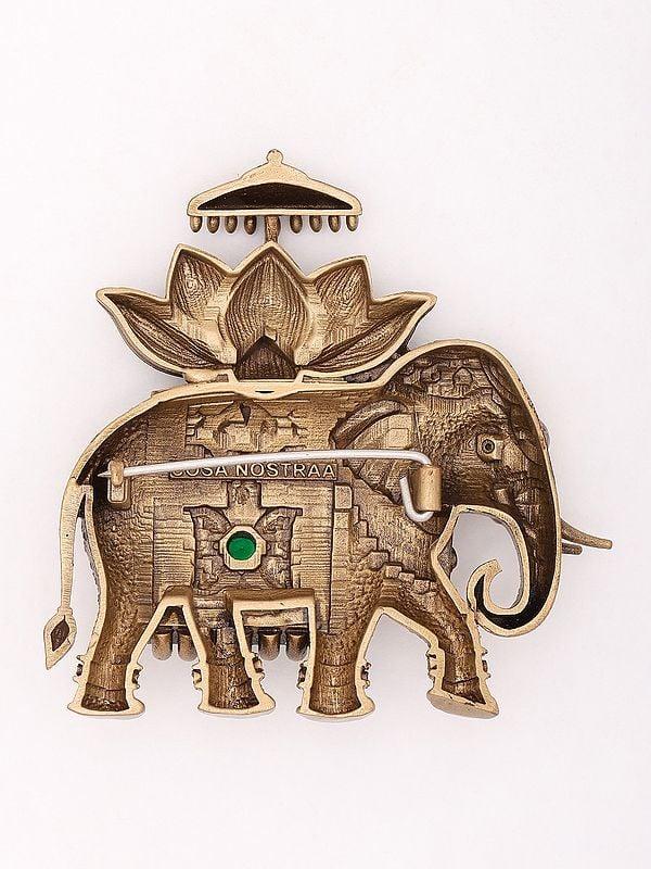 Exotic India Brass Royal Elephant Brooch 