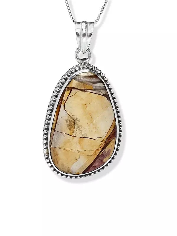 Exotic India Brecciated Mookaite Gemstone Pendant