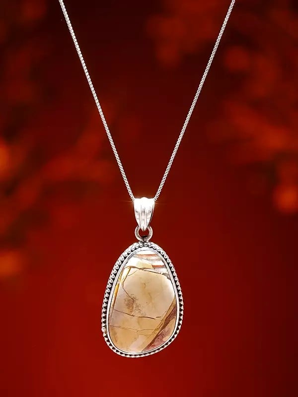Exotic India Brecciated Mookaite Gemstone Pendant