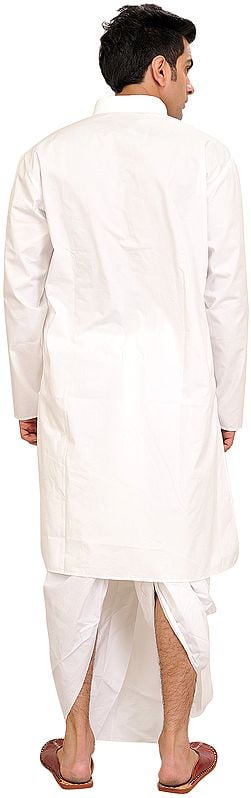 Exotic India Bright-White Plain Dhoti Kurta Set 