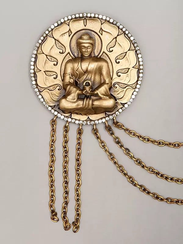 Exotic India Buddha Brooch With Vitarka Mudra Hand 