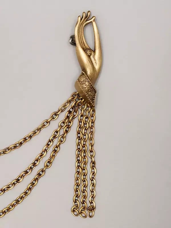 Exotic India Buddha Brooch With Vitarka Mudra Hand 