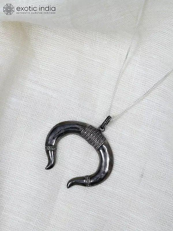 Exotic India Bull Horn Sterling Silver Pendant 