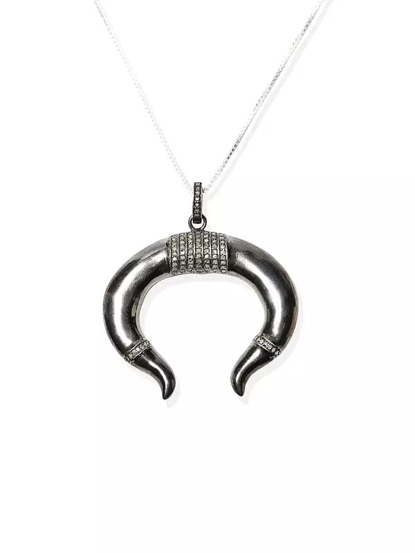 exotic india Bull Horn Sterling Silver Pendant