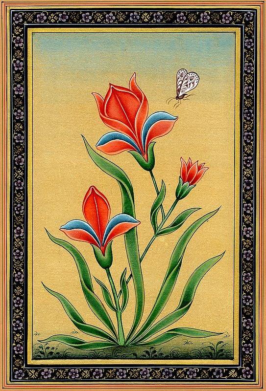 exotic india Butterfly Hovering Over Flowers 