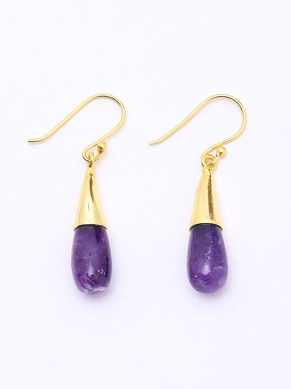 exotic india Cabochon Amethyst Drop Hook Earrings 