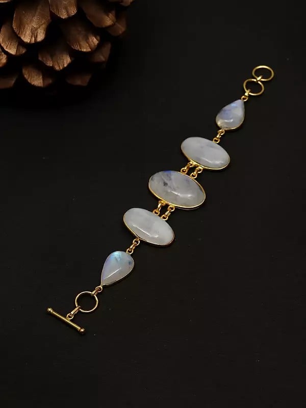 exotic india Cabochon Rainbow Moonstone Bracelet 