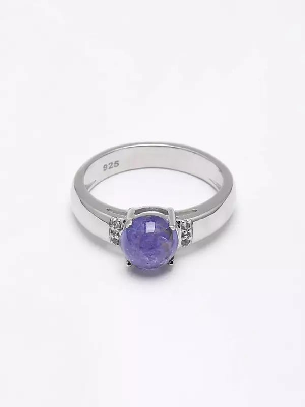 Exotic India Cabochon Tanzanite Gemstone Ring 