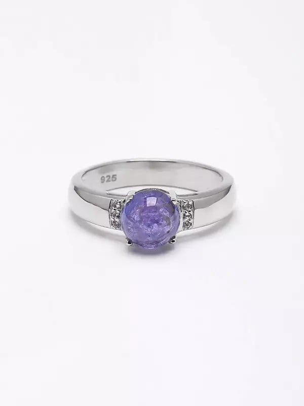 Exotic India Cabochon Tanzanite Gemstone Ring 
