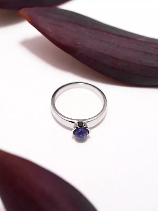 Exotic India Cabochon Tanzanite Gemstone Ring 