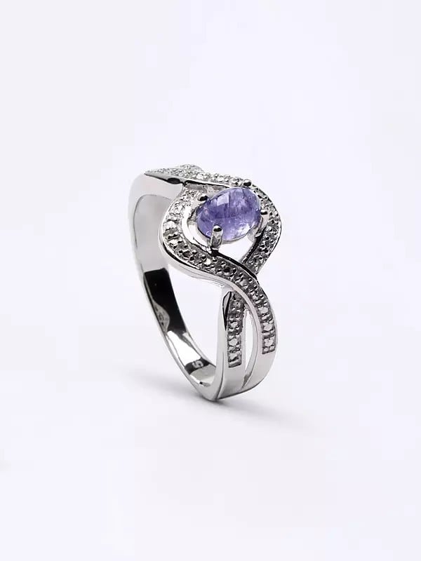 exotic india Cabochon Tanzanite Gemstone Wave Ring 