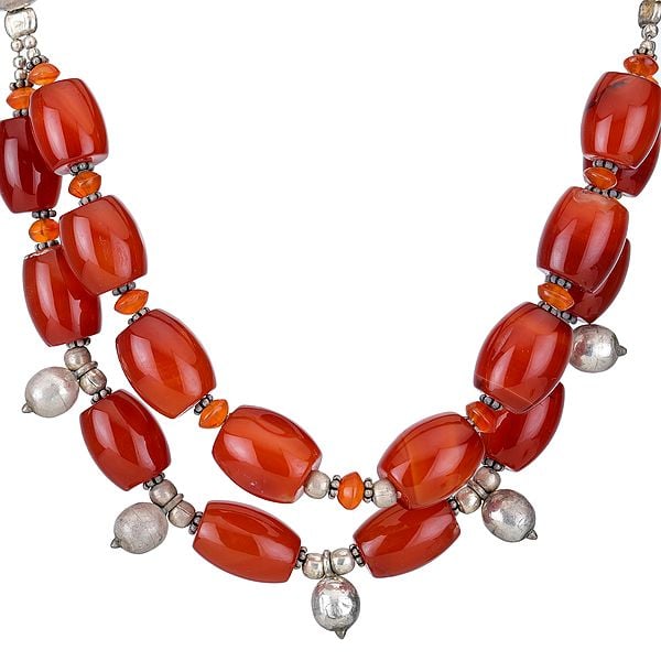 Exotic India Carnelian Beaded Necklace 