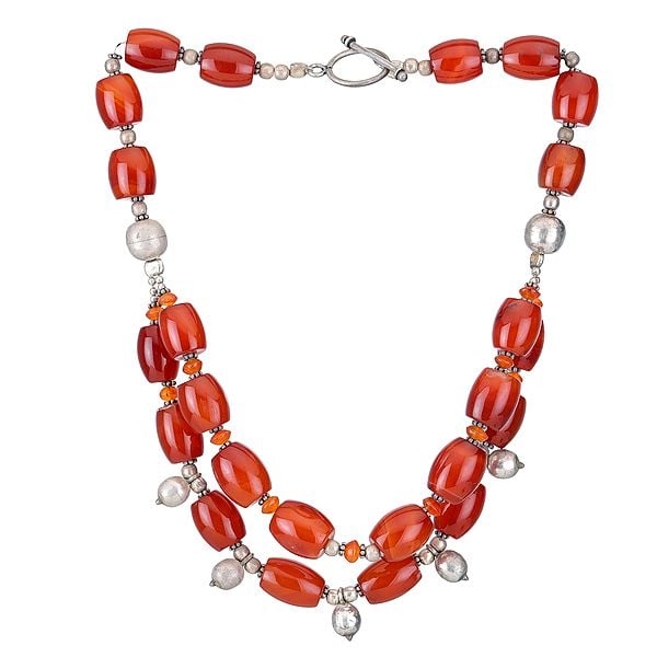 exotic india Carnelian Beaded Necklace 