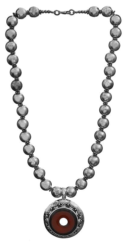 exotic india Carnelian Donut Necklace 