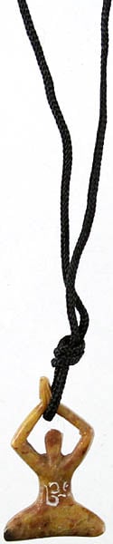 exotic india Carved Yogi Necklace with Black Cord