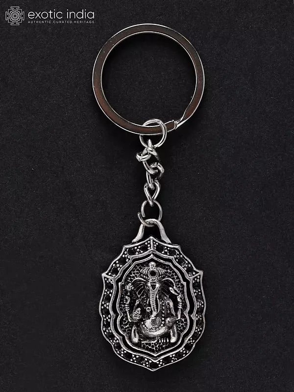 exotic india Chaturbhuja Ganesha Keychain 