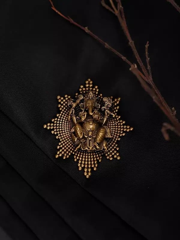 Exotic India Chaturbhuja Lord Ganesha Brooch 