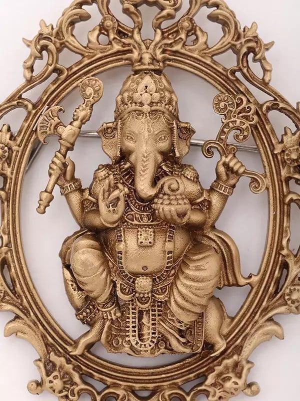 Exotic India Chaturbhuja Lord Ganesha Brooch 