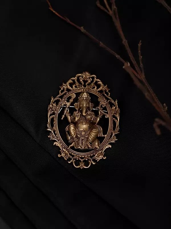 Exotic India Chaturbhuja Lord Ganesha Brooch 