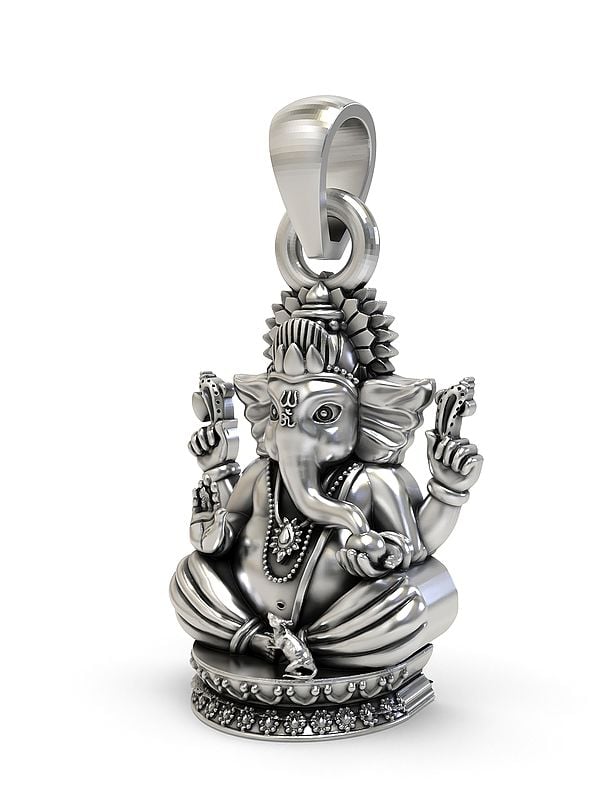 Exotic India Chaturbhuja Lord Ganesha Pendant 