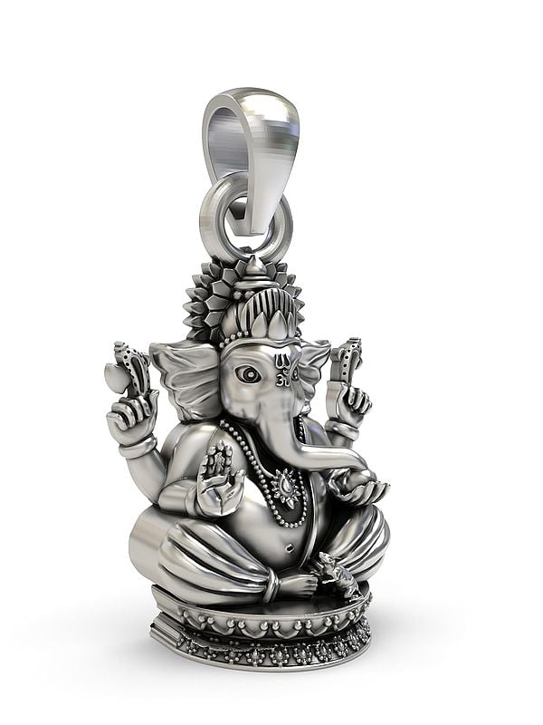 Exotic India Chaturbhuja Lord Ganesha Pendant 