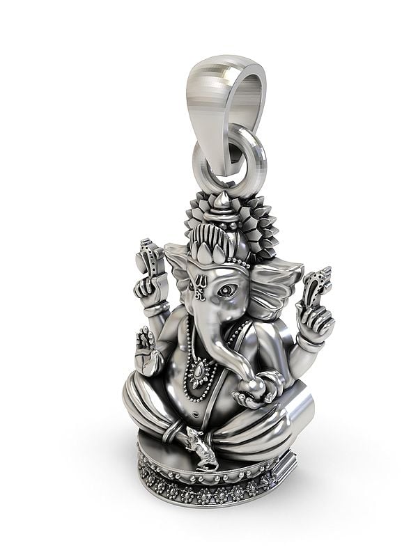 Exotic India Chaturbhuja Lord Ganesha Pendant 
