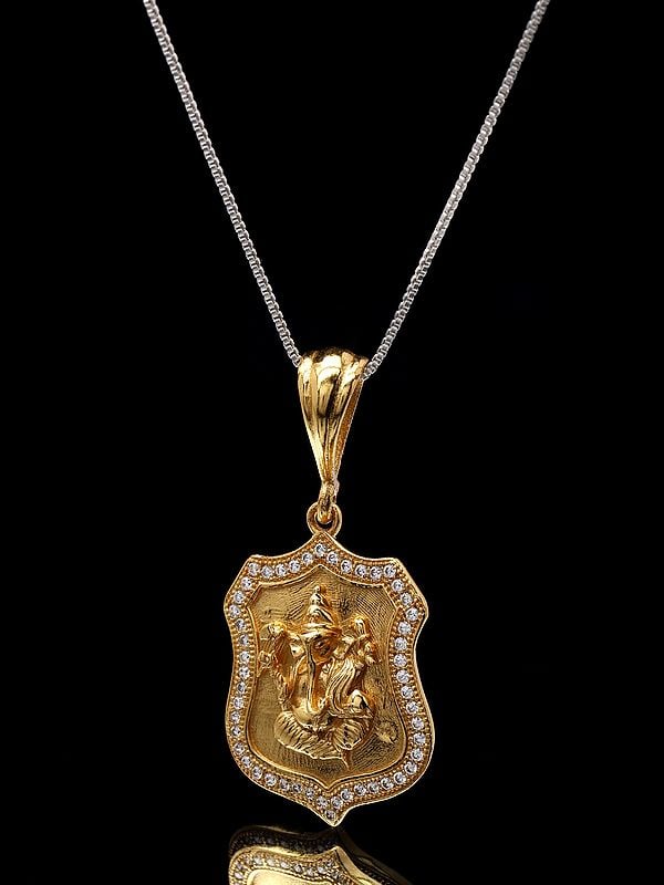 Exotic India Chaturbhuja Lord Ganesha Pendant 