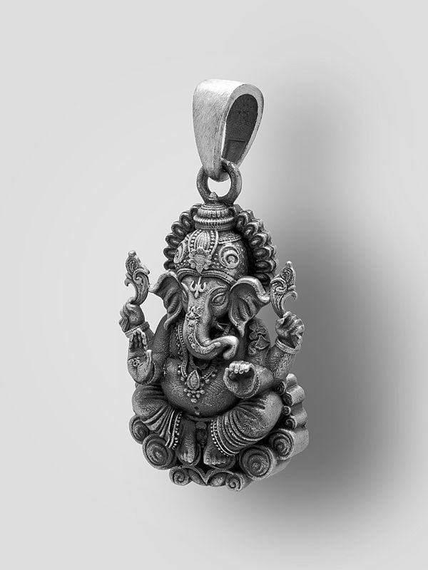 Exotic India Chaturbhuja Lord Ganesha Pendant