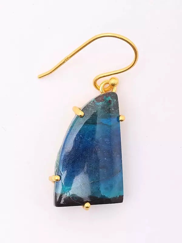 Exotic India Chrysocolla Gemstone Hook Earrings 
